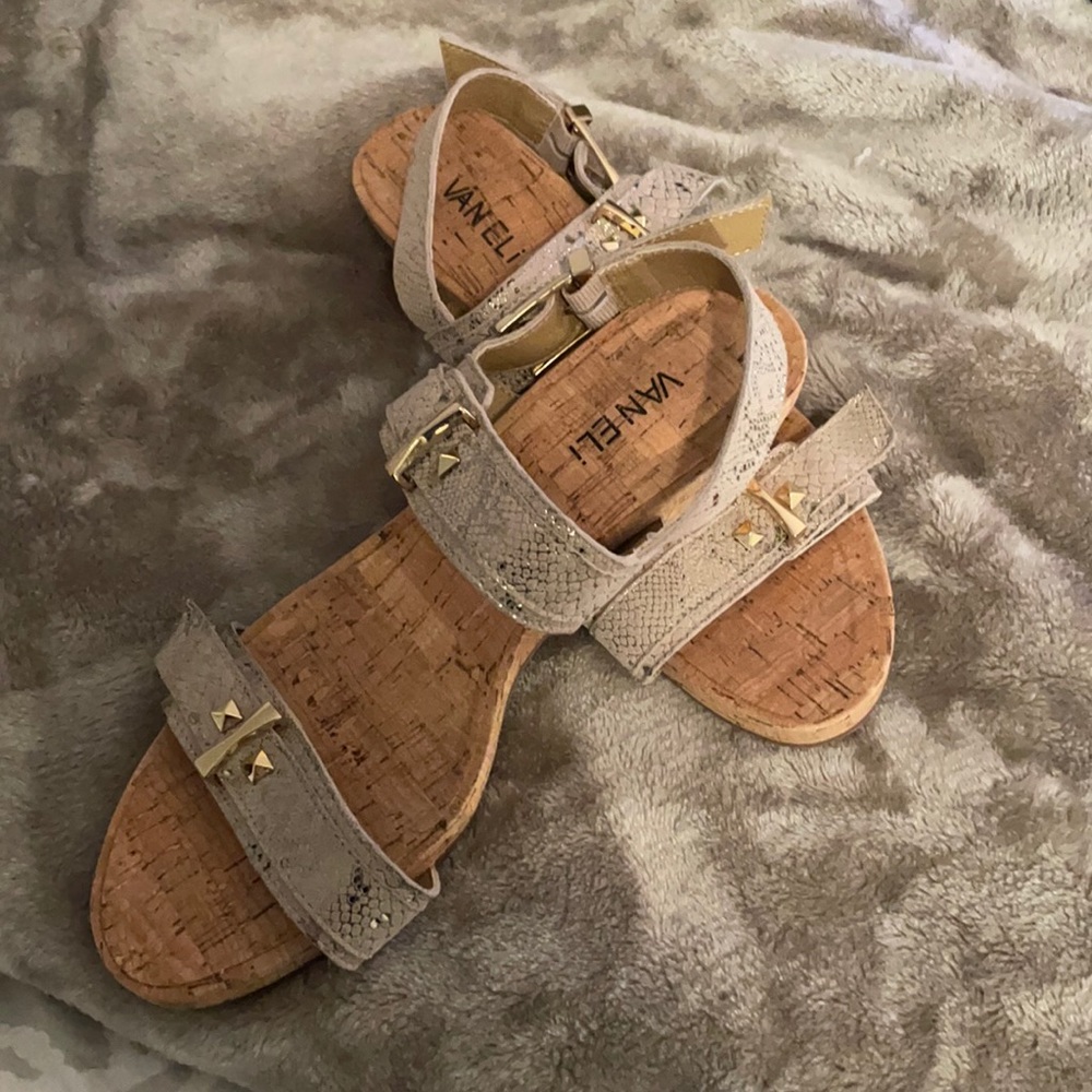 Golden Vaneli Snake Skin Print Sandals